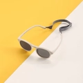 Beige flexible silicone baby sunglasses with polarized lenses and adjustable gray strap - Off-white (Free Anti-drop Strap)