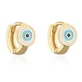 Détails des créoles plaquées or 18 carats avec breloques œil grec en émail bleu - Bleu