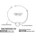Minimalistische dubbellaagse roestvrijstalen armband in zilver met ringdetail - 15+5cm(E067) / Zilver