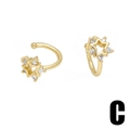 Elegant gold hollow star ear clips with sparkling crystals in a C-shaped open design - Style C-Hollow Star