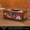 British vintage Route 66 faux leather tissue box with industrial metal rivets and buckle - 4200-15 Route 66