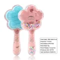 Pink and blue floral detangling hair brushes with colorful beads for kids - Flower Shape Pink Love