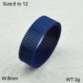 Blue woven mesh stainless steel ring for men and women, 8mm wide industrial style band - US 6 / Blue (KR111121-WGLO)