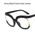 Montatura per occhiali geometrica nero lucido e oro con lenti trasparenti in stile retrò - Nero Lucido Lenti Trasparenti