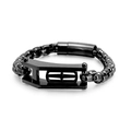 Hip hop black stainless steel hollow cross bracelet with heavy box chain for men - Black (KB132427-KFC)
