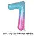 Ballon chiffre 7 géant 40 pouces dégradé ciel étoilé avec motif bleu rose étincelant - Chiffre 7 Dégradé Ciel Étoilé