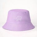 Detailed close-up of CHILD OF God embroidery on a light purple cotton bucket hat - One Size / Purple