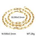 Conjunto de collar y pulsera de cadena de eslabones rectangulares en acero dorado - Collar / Dorado