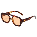 Retro hexagon oversized sunglasses with tortoise shell frame and orange lenses - Leopard Frame Light Tea Lens