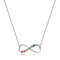 S925 sterling silver infinity necklace with gradient rainbow cubic zirconia stones - Infinity Symbol Style (NL017719) / Thick Silver White Gold