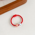 Elastico per capelli rosso per bambine con due perle decorative dai colori pastello - Rosso