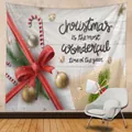 Christmas wall tapestry with wood grain background and holiday elements in a cozy room - 150x130cm / Style 1-White Wood Christmas Quotes
