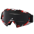 Ski goggles with red and white frame featuring a hexagonal pattern and tinted lens - Red Graffiti Frame Gray Lens
