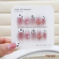 Unghie finte fatte a mano con leopardato rosa cat-eye e fiocchi 3D - Stile Fiocco Leopardato Rosa (Taglia M) (FM308-M)