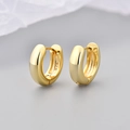 Minimalist S925 sterling silver gold plated hoop earrings for a stylish daily look - Polished Smooth Style / Large / Gold