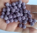 Sparkling purple disco clay beads with clear rhinestones for DIY bracelet making - Violet