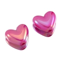 Pair of iridescent pink heart-shaped acrylic beads for DIY jewelry and necklace making - 10Pcs/Pack / Rose Red
