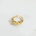 Anello goccia d'acqua minimalista placcato oro 14K con trama a corda regolabile - Texture Intrecciata