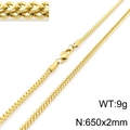 Collana a catena a osso di drago dorata 650x2mm in acciaio inossidabile lucido di tendenza - 2mm di larghezza / Color Acciaio