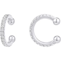 Orecchini ear cuff in argento S925 con zirconi scintillanti in un design a forma di C - Argento 925 / Oro Bianco