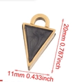 Golden stainless steel triangle charm with dark grey marble inlay and size markers - Triangle-Black
