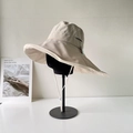 Beige wide brim outdoor sun hat with breathable mesh and adjustable chin strap - Beige