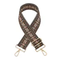 Adjustable wide replacement strap with brown and black geometric jacquard weave - Black