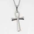 Polierte silberne Ankh-Kreuz-Halskette aus Edelstahl für Männer und Frauen - Kleiner Anhänger + Kette / Silber