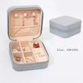 Portable square grey PU leather jewelry box with zipper and interior velvet lining, 10x10x5cm - 10*10*5cm / Gray