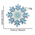 Detailed embroidery of a 7cm blue snowflake iron-on patch for clothing and hats - Snowflake Patch 15#