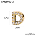 Detail of a 0.7cm gold micro-pave letter D pendant with dimensions and weight info - Drilled And Diamond-set Letter D (hole Inner Diameter 0.2cm)