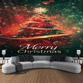 Large Christmas tapestry with artistic tree and Merry Christmas text over a sofa - 300x230cm / Starry Christmas Tree