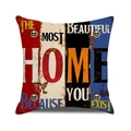 Vintage-Kissenbezug im Industriestil aus Leinen mit Farbfeldern und englischem Textdruck - Stil 8/BECAUSE YOU EXIST / 45cmx45cm