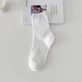 White cotton mesh socks with lace trim and hollow jacquard pattern for women - One Size / Moonlight White