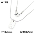 Minimalistische zilveren rechthoekige ketting met gegraveerde letter R aan een slangenketting - Zilveren Letter R (KN293418-Z)
