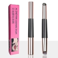 Dual-ended silicone concealer and lipstick brush with elegant rose gold metal handle - With Color Box / Silicone Lip Brush + Flawless Foundation Brush (Black)