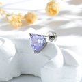 Sparkling heart-shaped purple zircon screw back earring in silver-plated finish - Heart Shaped Iridescent Purple Zirconia Style (A1086-3)
