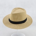 Classic khaki straw fedora hat with black ribbon band for summer sun protection - One Size (58cm Circumference) / Khaki