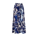Dark blue wrap skirt with beige leaf print and adjustable waist tie closure - Single Print Wrap Skirt