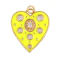 Neon yellow enamel heart pendant with white zircon inlays and a gold-plated finish - Zirconia Heart-Yellow