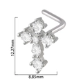 Silver stainless steel cross nose stud with clear zircon and dimensions 12.27mm x 8.85mm - Silver Large Cross