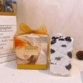 Scented strawberry candle in glass cup with elegant orange gift box and gold ribbon - Blackberry