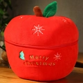 Rotes Apfel Plüschkissen mit Reißverschluss und Merry Christmas Stickerei für Deko - Apfel / 20cm