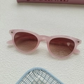 Pink transparent heart-decorated sunglasses with gradient lenses and silver accents - Jelly Tea