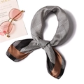 Elegant houndstooth silk scarf for women featuring brown and black color-block patterns - Coffee Black Border