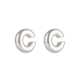 Minimalist C-shaped silver stainless steel teardrop earrings for a polished modern look - One Size / Thick Round Bead Hollow Ear Clip / Steel