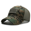 Tactical camouflage baseball cap with US flag patch and breathable military mesh - Digital Green