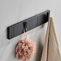 Foldable matte black wall-mounted rack with multiple hidden hooks for towels and robes - 4 Hooks / Black