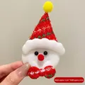 Cute white plush snowman Christmas brooch with red hat and bow, size 9.2cm by 6.2cm - Bowtie Snowman Brooch