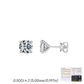 Pendientes clásicos de plata de ley 925 y moissanita de 1,0 ct con cuatro garras - 0.50Ct x 2 (5.00mm)